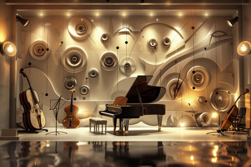 Wall Mural - 3d musik background concept