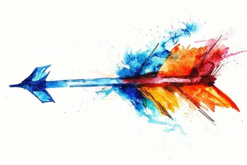 Poster - Watercolor painting of an arrow covered in vibrant paint splatters