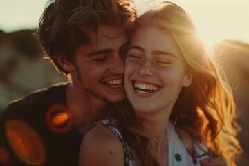 Wall Mural - A happy couple sharing a moment of affection