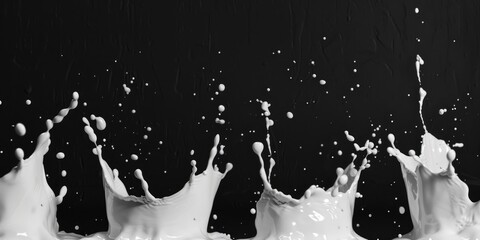 Poster - A close-up shot of a splash of milk in black and white