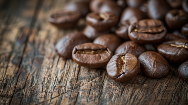 Best-selling specialty coffee beans on rustic wood background