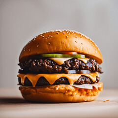 Wall Mural - hamburger on a white background