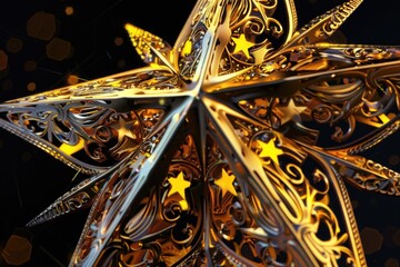 Poster - A golden star hanging from the ceiling, perfect for a festive decoration
