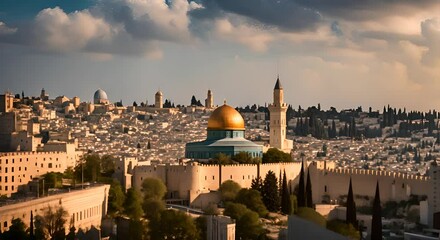 Wall Mural - Panoramic view of the city of Jerusalem.