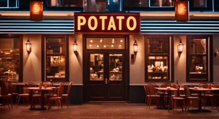 Sticker - View of a potato restaurant.