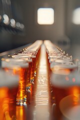 Poster - A row of beer glasses lined up on a bar, ready to be filled with your favorite brew