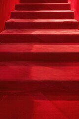 Poster - A set of red stairs leading up to the top of a building, great for architectural or urban photography