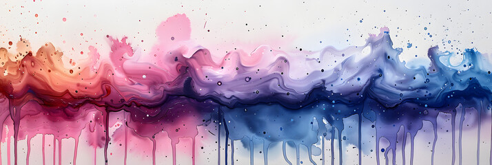 Wall Mural - Soft pastel watercolor paint drip on transparent background.