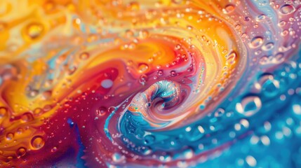 Poster - Close up shot of a colorful liquid painting with vibrant colors and textures