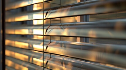 Poster - A photo of a window with blinds partially closed