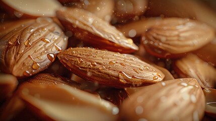 Aufkleber - Fresh almonds with water droplets, ideal for food and beverage photography