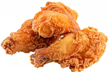 Poster - A pile of crispy fried chicken sitting on a clean and white surface, great for food-related content or product photography