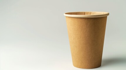 Poster - A simple brown paper cup sits on top of a wooden table, with no additional context or objects in view