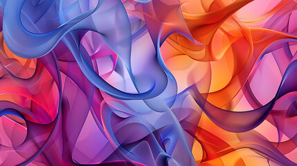 Wall Mural - a vibrant and colorful abstract pattern consisting of flowing shapes and curves