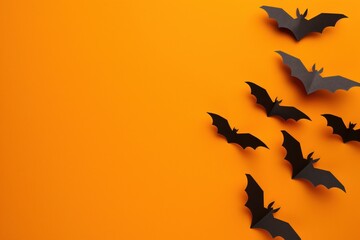 Wall Mural - background with bats on orange background