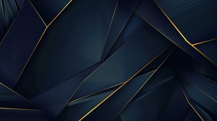 Wall Mural - Elegant_dark_blue_background_with_golden_geometric_lines_generative_ai_image