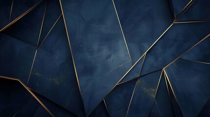 Wall Mural - Elegant_dark_blue_background_with_golden_geometric_lines_generative_ai_image