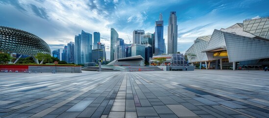 Wall Mural - City square and skyline with modern buildings.