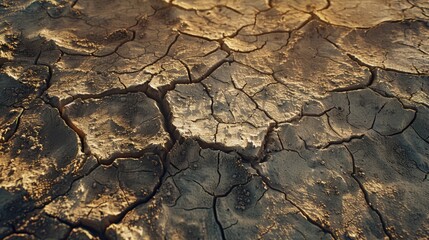 Poster - A close-up shot of a cracked and dry earth surface with dirt cracks