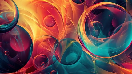 Poster - Abstract digital art with dynamic circles and vibrant gradients creates a visually captivating experience.