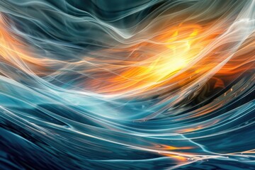 Aufkleber - A fiery inferno meets the ocean's waves, creating a mesmerizing display of light and movement