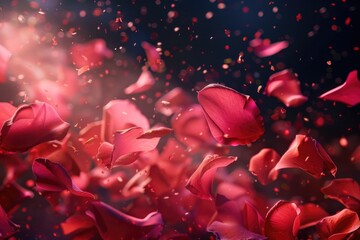 Poster - A aerial view of bright red flowers suspended in mid-air, creating a stunning visual effect