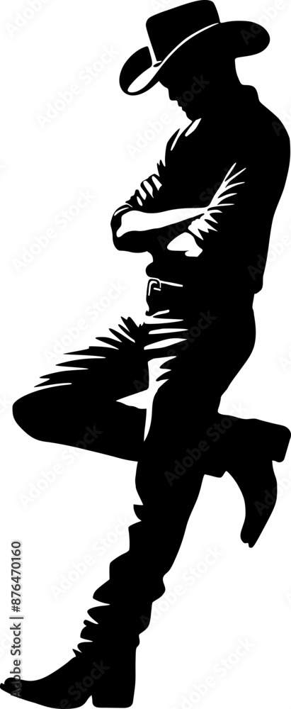 Stock-Vektorgrafik „Wild West Cowboy Leaning Silhouette Vector“ | Adobe  Stock, image size:411x1000