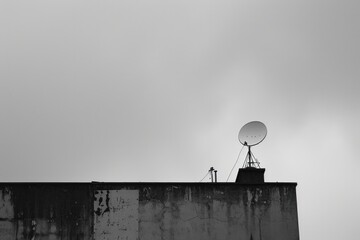 Poster - A satellite dish sits atop a building, providing connectivity and signals