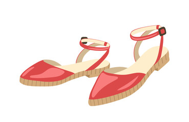 Wall Mural - Modern red woman sandals stylish accessory for summer vector illustration isolated on white