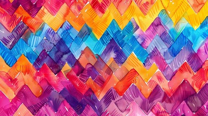 Poster - Bright And Bold Zigzag Watercolor Pattern
