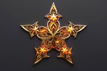 Poster - A golden star-shaped ornament on a black surface