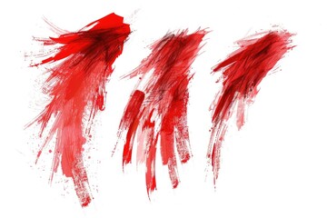 Poster - Abstract art featuring red paint splatters on a white background, perfect for use in design projects or as a decorative image
