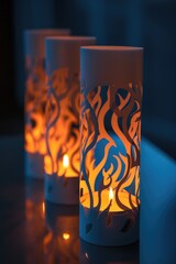 Aufkleber - A couple of lit candles sitting on top of a table, perfect for ambiance and decoration