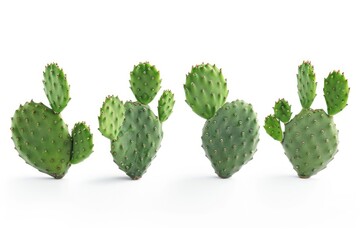 Poster - Row of cacti on a white background