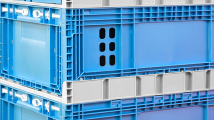 Poster - Blue plastic boxes, logistic concept