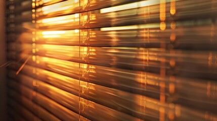Poster - A sunny beam enters through the blinds of a window, creating a warm and cozy atmosphere