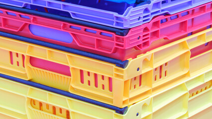 Poster - Colorful plastic boxes, logistic concept