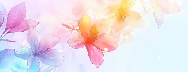 Wall Mural - a bunch of flowers with a sky background