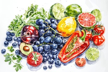 Poster - A colorful array of fresh fruits and vegetables on display
