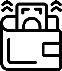 Poster - Line icon of a wallet with an up arrow, representing increasing value and savings