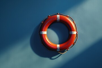 Poster - Life preserver hung on the wall, often used in pools and water parks