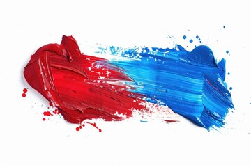 Aufkleber - A detailed view of a red and blue paintbrush, ideal for use in artwork, crafts or DIY projects