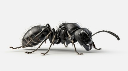 Poster - A close-up image of a small black insect sitting on a white surface