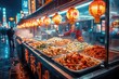 © Golib Tolibov - Night Market Food Stalls. Generative AI
