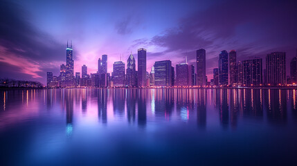 Wall Mural - Majestic City Skyline at Dusk