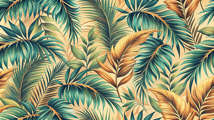 Sticker - seamless pattern with palm leaves background