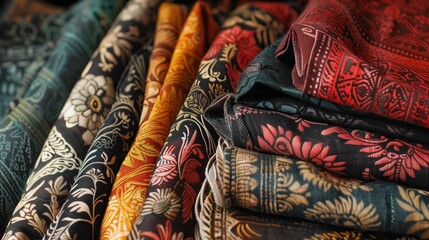 Poster - Traditional block-printed fabric, with intricate patterns and vibrant colors, offers unique, cherished textiles.
