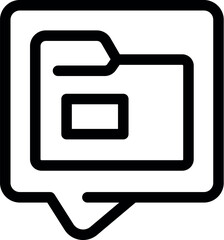 Poster - Open folder icon representing data storage inside a speech bubble