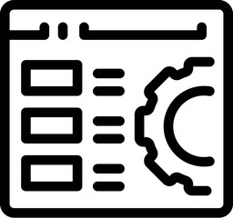 Poster - Line art icon of a website being optimized with a cogwheel symbolizing the development process