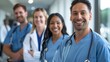 © Viktoriia - Smiling Diverse Group of Healthcare Professionals in Hospital Corridor. Generative AI